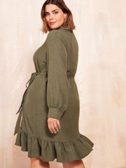 Friends Like These Khaki Green Mini Utility Shirt Dress - Image 3 of 4