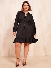 Friends Like These Black Mini Utility Shirt Dress - Image 1 of 4