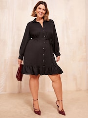 Friends Like These Black Mini Utility Shirt Dress - Image 2 of 4