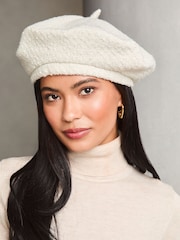 Lipsy Cream Beret Woolen Hat - Image 1 of 2