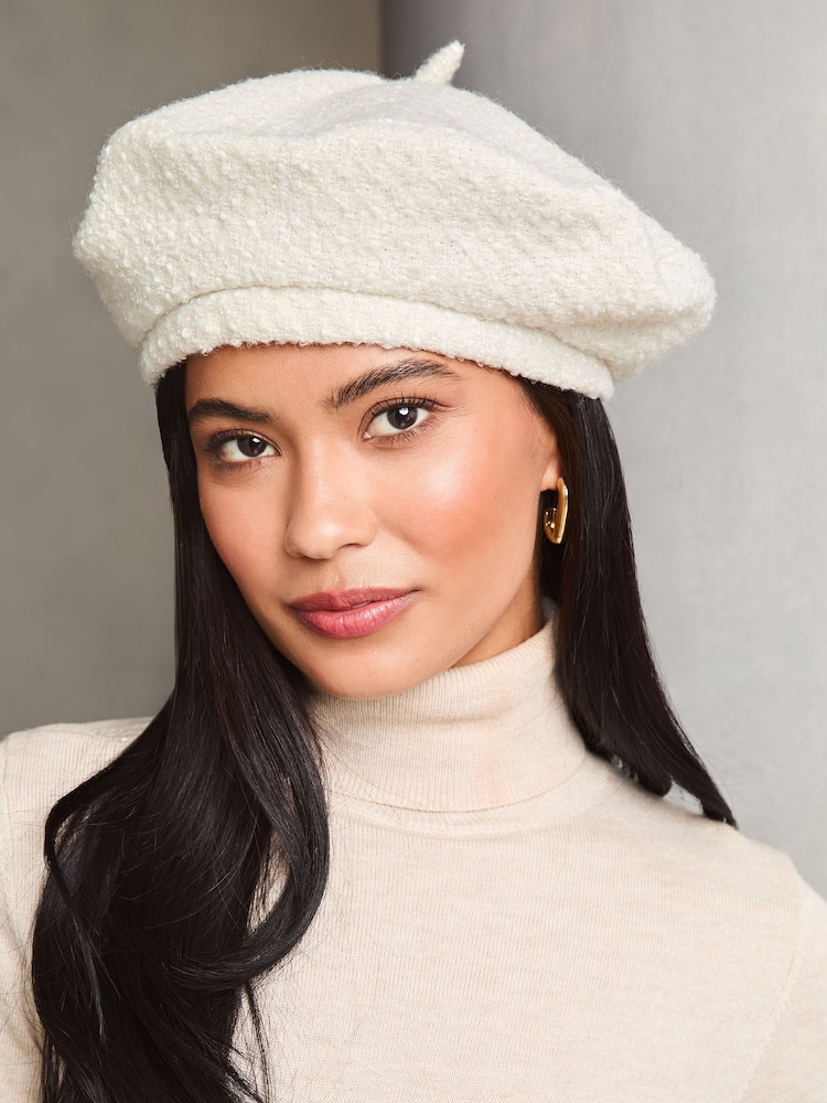 Lipsy Cream Beret Woolen Hat - Image 1 of 2 Lipsy Cream Beret Woolen Hat - Image 1 of 2