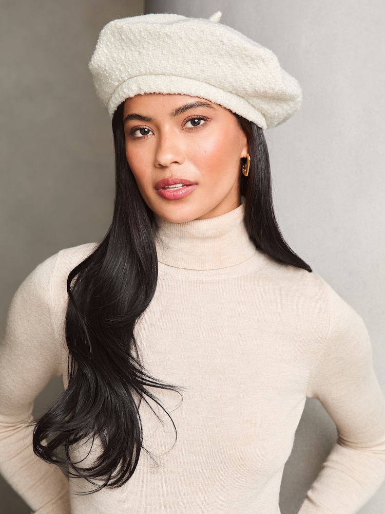 Lipsy Cream Beret Woolen Hat - Image 2 of 2 Lipsy Cream Beret Woolen Hat - Image 2 of 2