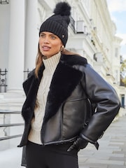 Lipsy Black Cosy Cable Bobble Hat - Image 1 of 4