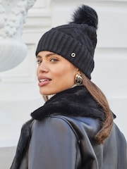 Lipsy Black Cosy Cable Bobble Hat - Image 2 of 4