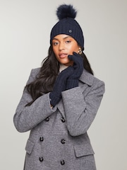 Lipsy Light Navy Cosy Cable Bobble Hat - Image 2 of 4