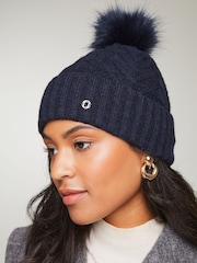 Lipsy Light Navy Cosy Cable Bobble Hat - Image 4 of 4