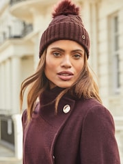 Lipsy Red Cosy Cable Bobble Hat - Image 1 of 4