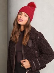 Lipsy Уютные ребристые головные уборы с шерстью - Изображение 3 из 3