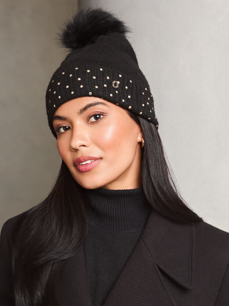 Lipsy Cosy Studded Pom čepica klobuki in kape; pokrivala - Slika 1 iz 4