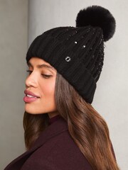 črna - Lipsy Prijetne bleščice; z bleščicami Embellished Pom klobuki in kape; pokrivala - Slika 2 iz 3
