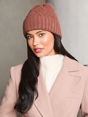Lipsy Pink Cosy Beanie Hat With Wool - Image 2 of 3