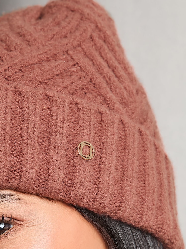 Lipsy Pink Cosy Beanie Hat With Wool - Image 3 of 3