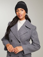 Lipsy Black Gem Cosy Embellished Beanie Hat With Wool - Image 2 of 4