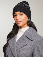 Lipsy Black Gem Cosy Embellished Beanie Hat With Wool - Image 4 of 4
