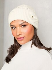 Lipsy Cream Cosy Embellished Gem Beanie Hat - Image 1 of 4