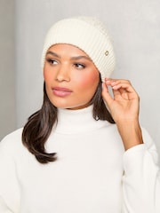 Lipsy Cream Cosy Embellished Gem Beanie Hat - Image 4 of 4