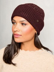 Lipsy Red Cosy Embellished Gem Beanie Hat - Image 1 of 4