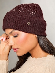 Lipsy Red Cosy Embellished Gem Beanie Hat - Image 2 of 4