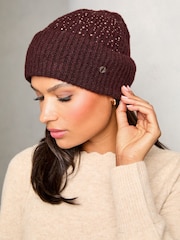 Lipsy Red Cosy Embellished Gem Beanie Hat - Image 4 of 4