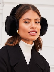 Lipsy Black Super Soft Faux Fur Ear Muffs - Image 1 of 4