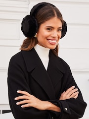 Lipsy Black Super Soft Faux Fur Ear Muffs - Image 4 of 4