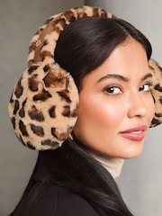 Lipsy Brown Leopard Super Soft Faux Fur Ear Muffs - Image 3 of 6