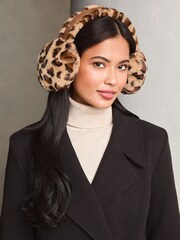 Lipsy Brown Leopard Super Soft Faux Fur Ear Muffs - Image 5 of 6