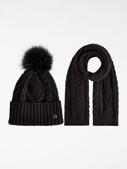 Camel - Lipsy Gemütliches Set aus Mütze und Schal mit Zopfmuster und Bommeln - Bild 5 von 6