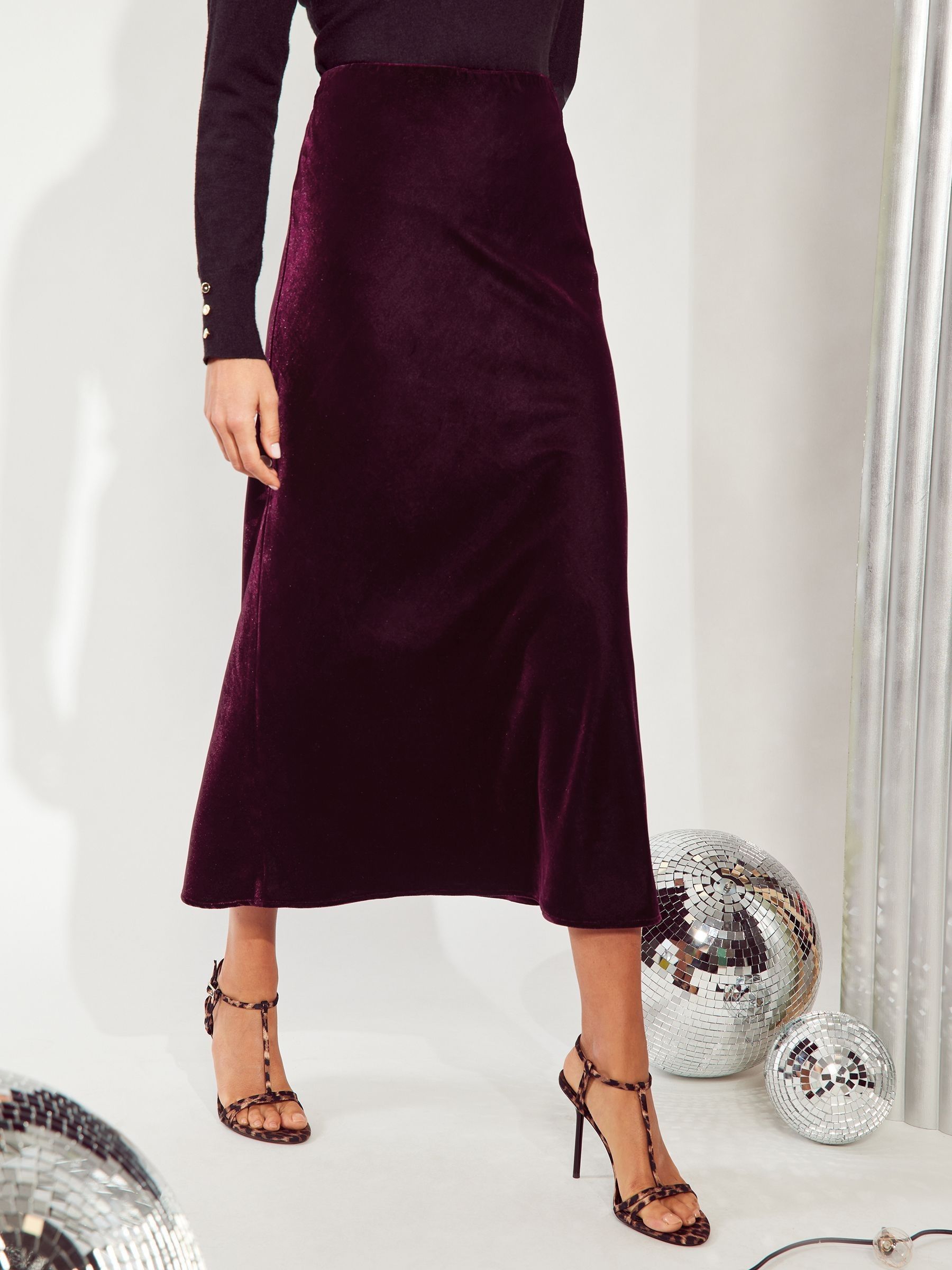 Velvet bias cut maxi skirt outlet