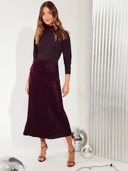 Friends Like These Red Velvet Bias Maxi Skirt - Image 2 of 4