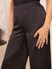 Friends Like These Black Hotfix Sparkle Wide Leg Trousers - Image 3 of 4