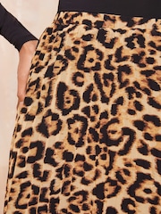Friends Like These Brown Animal Petite Chiffon Pleated Maxi Skirt - Image 3 of 4