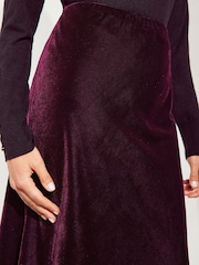 Friends Like These Red Petite Velvet Bias Maxi Skirt - Image 3 of 4
