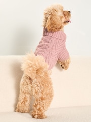 Lipsy Pink Super Soft Cable Design Dog Jumper with Wool - Image 4 of 4