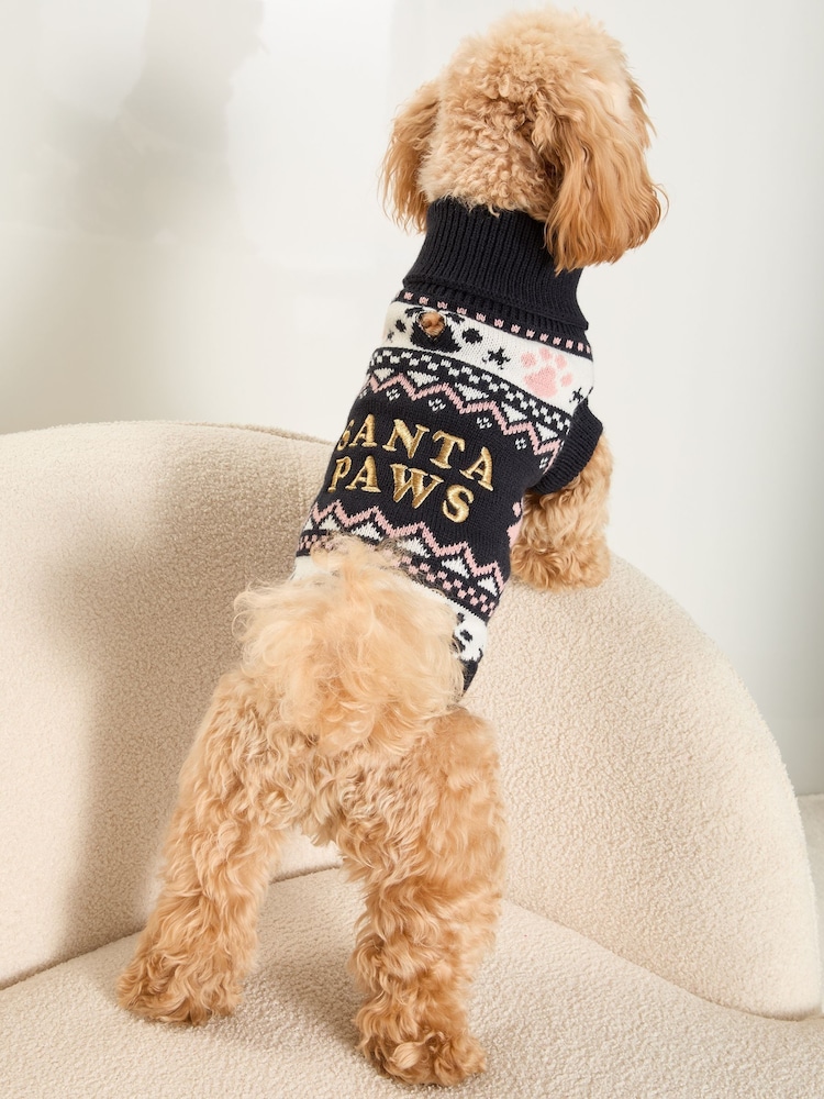 Lipsy Navy Blue Christmas Novelty Dog Jumper - Image 4 of 4 Lipsy Navy Blue Christmas Novelty Dog Jumper - Image 4 of 4