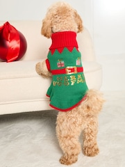 Lipsy Green Christmas Novelty Dog Jumper - Image 1 of 4