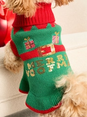 Lipsy Green Christmas Novelty Dog Jumper - Image 2 of 4