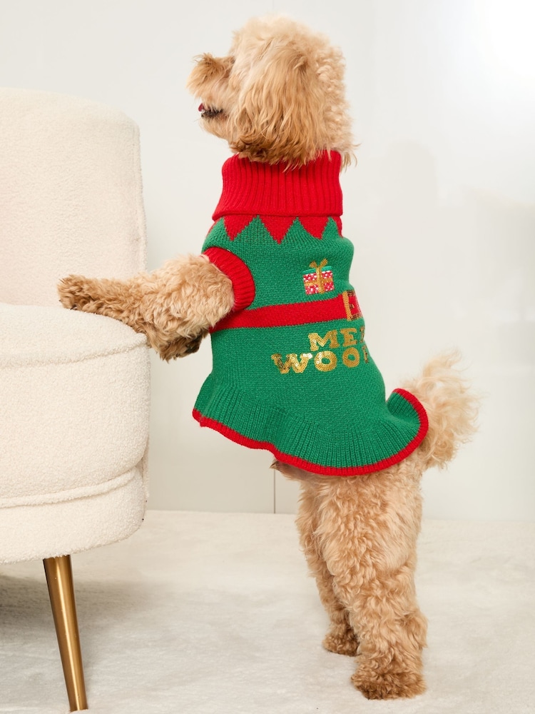 Lipsy Green Christmas Novelty Dog Jumper - Image 4 of 4 Lipsy Green Christmas Novelty Dog Jumper - Image 4 of 4