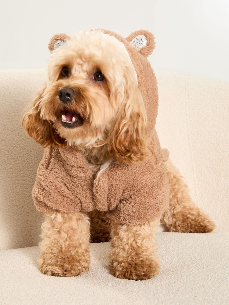 Lipsy Brown Super Soft Cosy Dog Dressing Gown Jacket - Image 1 of 4