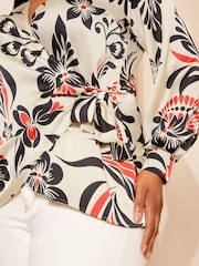 Curves Like These Cream Satin Wrap Blouse - Image 2 of 4