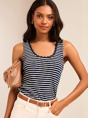 Lipsy Navy Blue Scallop Trim Vest - Image 1 of 4