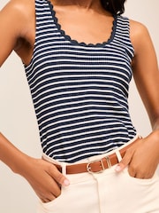 Lipsy Navy Blue Scallop Trim Vest - Image 4 of 4