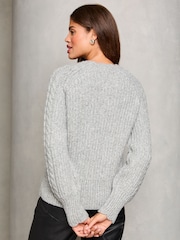 Lipsy Grey Cable Button Detail Knitted Jumper - Image 4 of 4