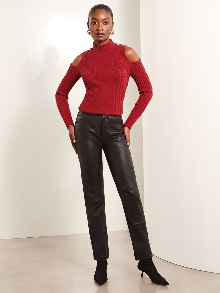 red off shoulder sweater dress Ember festive celebration Asos Design Red Off The