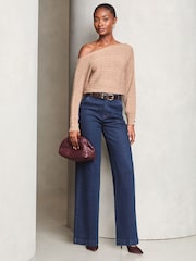 Lipsy Camel Cable Detail Slash Batwing Knitted Jumper - Image 3 of 4