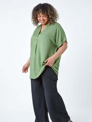 Roman Green Plain Longline Top - Image 1 of 5