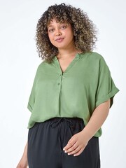 Roman Green Plain Longline Top - Image 2 of 5