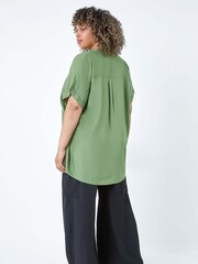 Roman Green Plain Longline Top - Image 3 of 5
