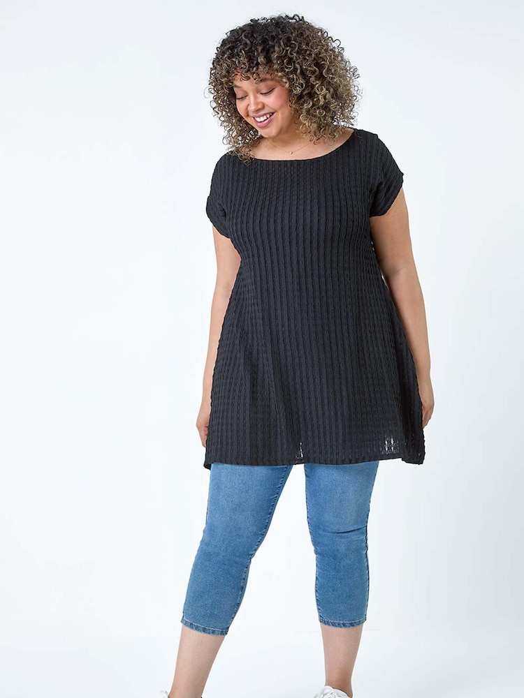 Roman Black Textured Short Sleeve Tunics - Image 1 of 5