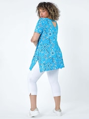 Roman Blue Paisley Back Bar Stretch Top - Image 2 of 5